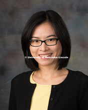 Studio portrait of Liying Wang, New Faculty Photo Shoot, August 19, 2015. 