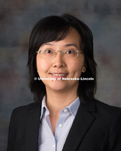 Studio portrait of Biyu Wu, New Faculty Photo Shoot, August 19, 2015. 