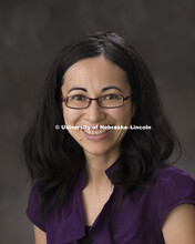 Studio portrait of Rachel Azima, New Faculty Photo Shoot, August 19, 2015. 