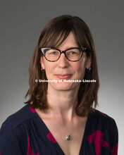 Studio portrait of Erica DeFrain, Library faculty/staff photo for web. May 4, 2016. 