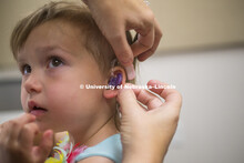 Evelyn Rausch, 2, is a patient of Barkley Center Audiologist Stacie Ray.  Evie was in for a hearing 