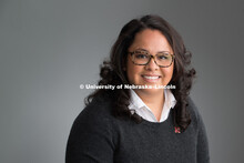 Studio portrait of Elvira Abrica, Assistant Professor, CEHS. August 12, 2016. 