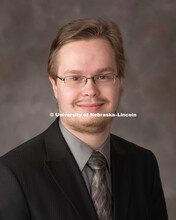 Studio portrait of Andrew Peterson, Chancellor's Scholar. March 20, 2017. 
