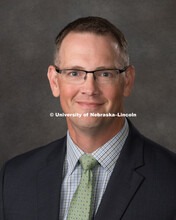 Studio portrait of Bren Chambers, Central Administration. August 10, 2018. 