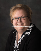 Studio portrait of Cheri Polenske, Central Administration. August 10, 2018. 