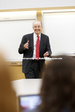 Harvey Perlman, professor of law and former UNL Chancellor, teaches  BLAW 375 - The Legal System, La
