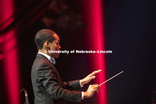 Marques L. A. Garrett conducts the world premiere of Welcome, Pioneers. Charter Day Celebration: Mus