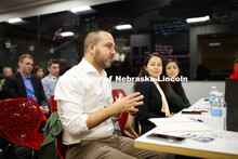 Students in Frauke Hachtmann's ADPR 491 - Special Topics in Advertising course give their FOX Sports