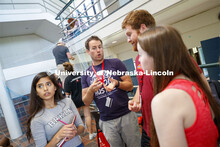 College of Architecture High School Workshop students use string to design in the atrium of the coll