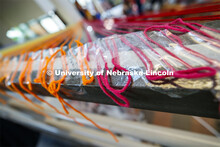 College of Architecture High School Workshop students use string to design in the atrium of the coll