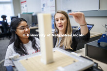 Professor Christine Wittich discusses the column being tested with Yañez Gonzalez from Anasco, Puer
