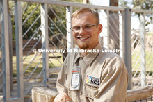 Stefan Lechnowsky, a senior Fisheries and Wildlife major at Nebraska, helps look after elephants dur