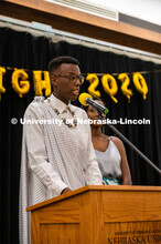 A student speaks about importance of event. University of Nebraska–Lincoln's Rwanda Night celebrat