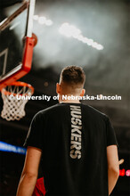 Thorir Thorbjarnarson warming up before the game. Nebraska vs. Michigan State University men’s bas