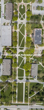 Aerial views of the East Campus Mall. Drone photo is a composite of multiple images because of 400' 