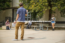 Ben Evjen teaches his Design 2 class outside the Woods Art Building. September 16, 2020. 