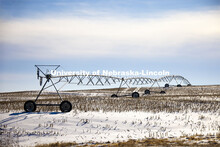 Snowy center pivot amidst the corn stubble in Lancaster County. January 2, 2021. 