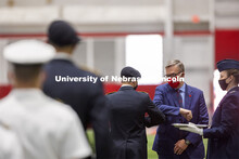 Chancellor Ronnie Green presided over the ROTC Joint Service Chancellor’s Review Thursday afternoo