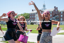 Sororities congregate to the Vine Street fields to participate in Sorority Rush Bid Day. Sorority bi