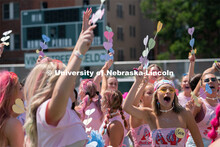 Sororities celebrate the arrival of new members during Sorority Rush Bid on the Vine Street fields. 