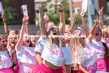 Sororities celebrate the arrival of new members during Sorority Rush Bid on the Vine Street fields. 