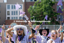 Sororities celebrate the arrival of new members during Sorority Rush Bid on the Vine Street fields. 