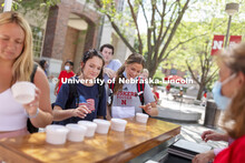 Students lined up at the Inaugural Soph S’more Social outside of the Nebraska Union. A special Dai
