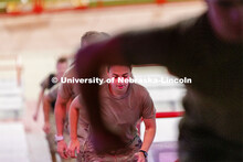 Army ROTC cadets and cadre run the west stadium steps Thursday morning. UNL ROTC cadets and Lincoln 