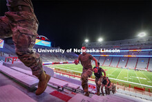 Army ROTC cadets and cadre run the west stadium steps Thursday morning. UNL ROTC cadets and Lincoln 