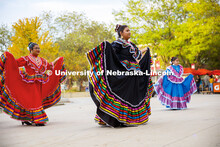 Sangre Azteca dances as part of Fiesta on the Green on the Nebraska Union Plaza. Fiesta on the Green