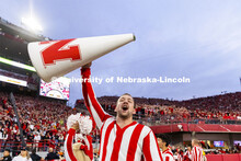 The NU Spirit Squad cheers on the Huskers. Nebraska vs Northwestern University homecoming game. Octo