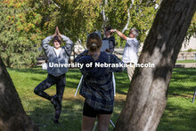 Brooke Lamprecht strikes a yoga pose during her turn as the model for the class drawing project. On 