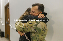 Spc. Allen Castaneda surprises his sister, Priscila, at the end of her criminal justice class. Casta