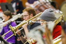 The Symphonic Band class conducted by Tony Falcone rehearses Monday afternoon in a Kimball Recital H