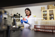 Carmen Cano Roca, Research Assistant and Ph.D. student in Food Science, prepares a plate in her Food