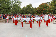 UNL Drumline gives a pregame performance outside the Sheldon Art Museum on Saturday. Nebraska vs. Ge