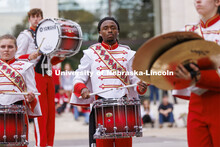 UNL Drumline gives a pregame performance outside the Sheldon Art Museum on Saturday. Nebraska vs. Ge