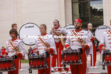 UNL Drumline gives a pregame performance outside the Sheldon Art Museum on Saturday. Nebraska vs. Ge