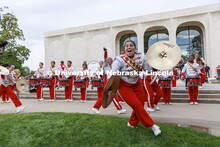 UNL Drumline gives a pregame performance outside the Sheldon Art Museum on Saturday. Nebraska vs. Ge