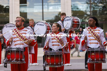 UNL Drumline gives a pregame performance outside the Sheldon Art Museum on Saturday. Nebraska vs. Ge