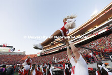 Nebraska’s cheerleaders and spirit squads cheer for the players. Nebraska vs. Georgia Southern foo