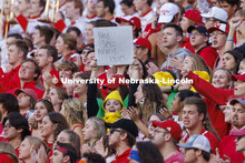 Fans cheer for the Huskers. Nebraska vs. Georgia Southern football in Memorial Stadium. September 10