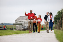 Chancellor Rodney Bennett admires the architecture of the Homestead National Historic Park near Beat