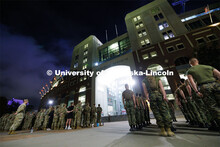 ROTC cadets and midshipmen run 110 flights of stairs at Memorial Stadium in honor of the first respo
