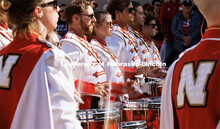 Battery percussion warm-up on Sheldon Museum of Art west steps. Northern Illinois football in Memori