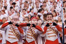 Members of the Husker Marching Band make hearts for the football team. Northern Illinois football in