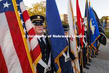 ROTC Color Guard line up for the parade. Homecoming parade and Cornstock. October 27, 2023. 