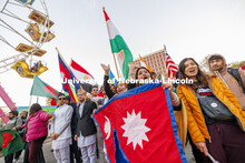 International students march in the parade. Homecoming parade and Cornstock. October 27, 2023. 