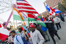 International students march in the parade. Homecoming parade and Cornstock. October 27, 2023. 