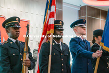 Members of the ROTC Joint Color Guard present the colors to open the National Roll Call. November 11